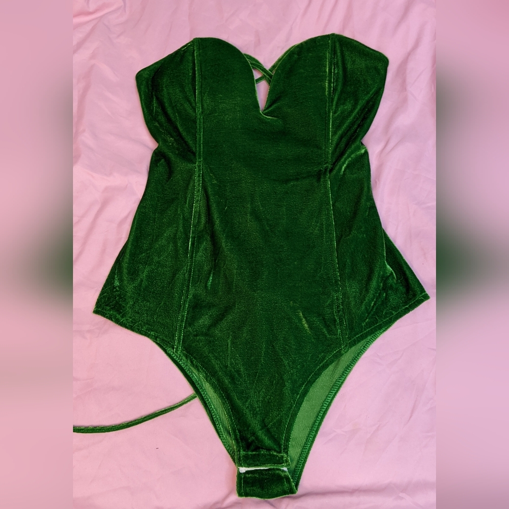 Green velvet bodysuit